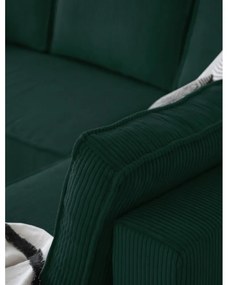 Colțar verde închis extensibil cu tapițerie din catifea reiată (cu colț pe partea dreaptă/în formă de "U") Brave Dave – Miuform