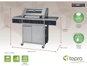 Tepro 3315 Keansburg 4 Special Edition grătar pegaz, 4 arzătoare, 138 x 62 x 118 cm
