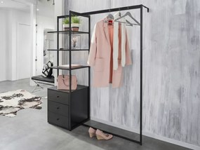 Suport pentru haine cu raft ARDEO 150x180 cm, negru