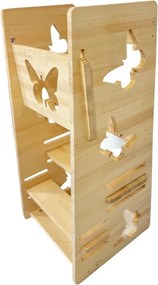 Turn de invatare - learning tower lemn de pin fluturasi