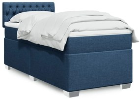 vidaXL Pat box spring cu saltea, albastru, 80x200 cm, textil