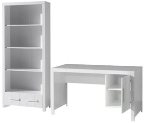 Set Mobilier Cameră Copii ERIK: Birou și Bibliotecă, Alb – Vipack
