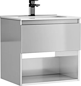 Set dulap baza suspendat Gala Daily gri 1 sertar cu lavoar 60 cm