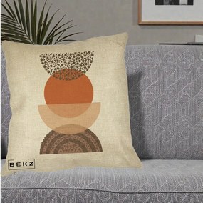 Perna Decorativa Boho Stiva Forme Punctate Terracotta, 40x40 cm, Crem, Husa Detasabila, Perna Inclusa, BEKZ®