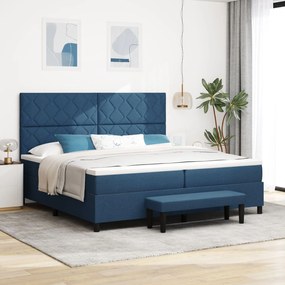 vidaXL Pat cu arcuri cu saltea albastru 200 x 200 cm țesătură