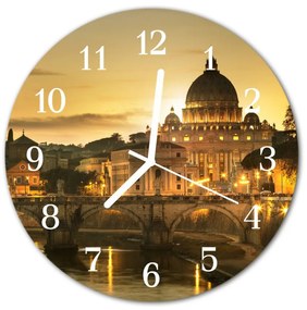 Ceas de perete din sticla rotund Basilica Arhitectura Brown