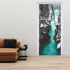 Fototapet pentru ușă - Râul de munte iarna (95x205cm)