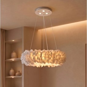 Brilagi - Lustră LED suspendată pe cablu FEATHER, 3x E27/40W/230V + 3x LED/3W, Ø 40 cm, albă