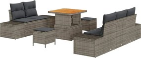 vidaXL Set de canapele pentru grădină cu pernă 8 pcs Gri Rattan poli