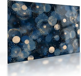 Tablou pe sticlă - Inele Albastru-Aurii (70x50 cm)