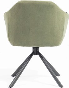 HR832 BAZĂ STEA Scaun Catifea Reiată Premium culoare verde salvie cu Bază Neagră