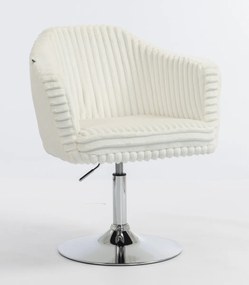 HR832N Scaun Alb Teddy Cord cu Bază Cromata