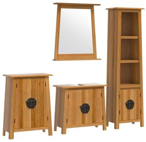 3223464 vidaXL Set mobilier de baie, 4 piese, lemn masiv de pin