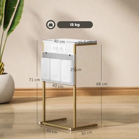 HOMCOM Măsuță de Sufragerie în Formă de C cu Efect de Marmură și Porturi USB, Albă | Aosom Romania