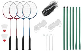 Set de badminton cu 4 rachete si plasa, 620x151 cm