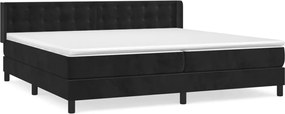 vidaXL Pat box spring cu saltea, negru, 200x200 cm, catifea