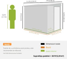 Outsunny Casă din Metal Galvanizat 7 x 5ft, cu Ușă Glisantă | Aosom Romania