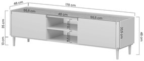 Comodă TV Elivo 170 cm pe picioare - eucalipt / stejar baltic dune