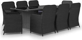 vidaXL Set mobilier de grădină, 9 piese, poliratan