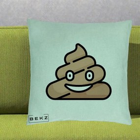 Perna Decorativa Emoji Poop Funny, 40x40 cm, Verde Menta, Husa Detasabila, Perna Inclusa, BEKZ®