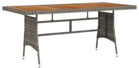 vidaXL Masă de grădină, gri, 160x70x72 cm, poliratan/lemn masiv acacia