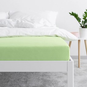 Goldea cearceaf de pat jersey cu elastic - verde deschis 200 x 220 cm