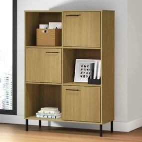 vidaXL Bibliotecă cu picioare metalice OSLO, maro, 90x35x128,5 cm lemn