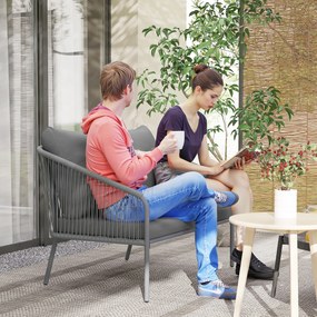 Outsunny Canapea de Grădină cu 2 Locuri, Perne Detașabile, Brațe și Cadru din Oțel, 112x72x76 cm, Verde | Aosom Romania