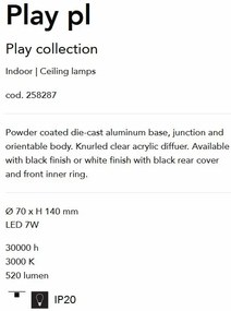 Spot LED aplicat aparent PLAY PL BIANCO