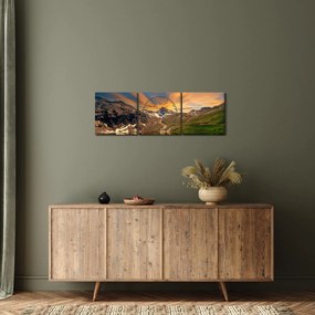 Tablou - Oglindirea în lacul montan (cu ceas) (90x30 cm)