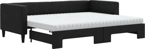 vidaXL Pat de zi cu extensie și saltele, negru, 80x200 cm, textil