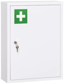 kleankin Dulap de medicamente, 3 rafturi, ușă blocabilă, carcasă de oțel stabilă, alb, 40 x 15 x 53,5 cm | Aosom Romania