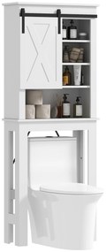 HOMCOM Mobilier WC deasupra toaletei cu ușă glisantă, cu 6 compartimente de depozitare, alb | Aosom Romania