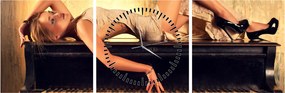 Tablou - Femeia și pian (cu ceas) (90x30 cm)