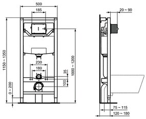 Rezervor incastrat Ideal Standard Prosys 120 mm, pentru clapete pneumatice - R027767