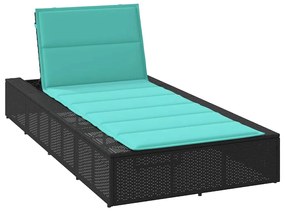 vidaXL Sezlong cu pernă plutitoare Rattan poli negru
