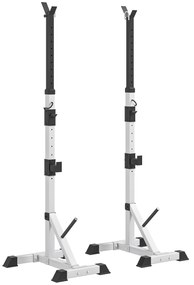 HOMCOM Set 2 Suporturi pentru Gantere cu 3 Cârlige, Înălțime Reglabilă și Capacitate de 200 kg, 58,5x75,5x176 cm, Argintiu | Aosom Romania