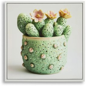 Mauro Ferretti Tablou Imprimat Pe Pânză Lacuită, Cu Ramă, Model ,,Borcan Cu Cactus" Înălțime 40 X Grosime 2,8 X Lățime 40 Cm | Aosom Romania