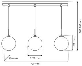 Lustră pe cablu REFLEX 3xE14/40W/230V