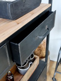 Etajera din metal si lemn, cu 4 sertare, stil industrial