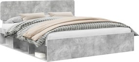 vidaXL Cadru de pat cu headboard Beton 200 x 200 cm Lemn de pin masiv