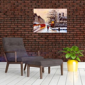 Tablou - Pictură oraș iarna (70x50 cm)