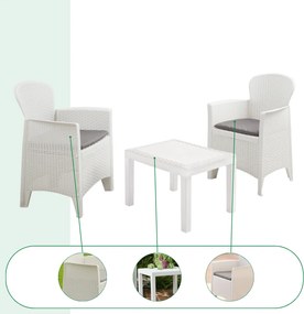 I.P.A.E-Progarden Set grădină AKITA, 3 piese, albă