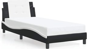 vidaXL Cadru de pat fără saltea Zadar negru și alb 100x200cm piele artificială