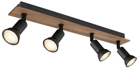 Plafoniera cu 4 spoturi directionabile design modern DREW maro inchis, negru mat