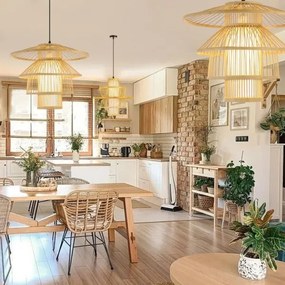 Lustră pe cablu Immax 08254L PINCHOS 1xE27/40W/230V d. 45 cm bambus