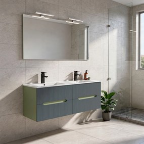 Trent 120 dulap de baie inferior cu chiuvetă ceramică (2 sertare) verde fistic-gri antracit
