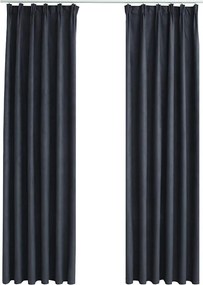 vidaXL Draperii opace cu cârlige, 2 buc., antracit, 140 x 175 cm