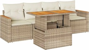 vidaXL Set canapele de grădină cu perne 5 piese bej poliratan/acacia