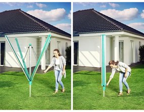 Uscător de rufe argintiu pentru grădină 60 m Linomatic 600 Deluxe Cover – LEIFHEIT